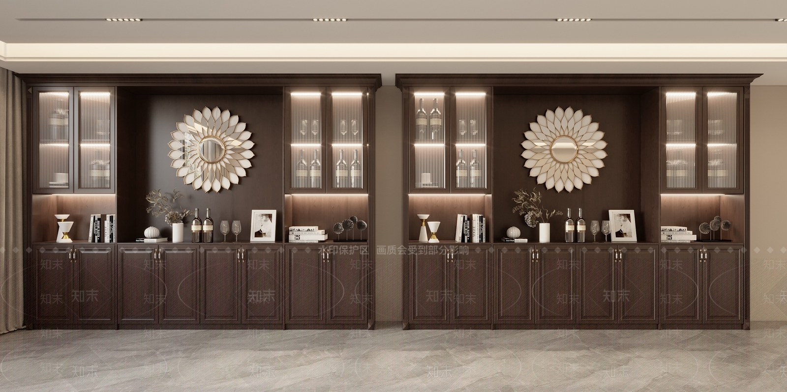 美式欧式酒柜SU模型下载【ID:1168911724】