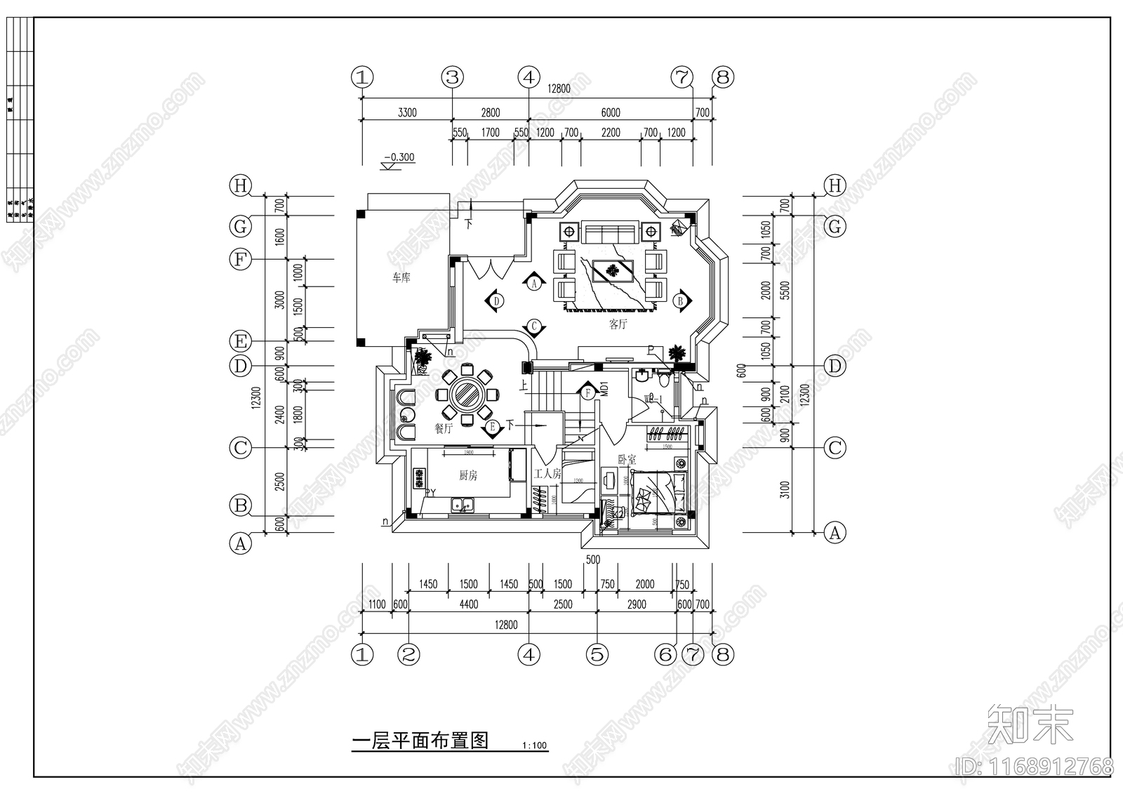 现代新中式整体家装空间cad施工图下载【ID:1168912768】