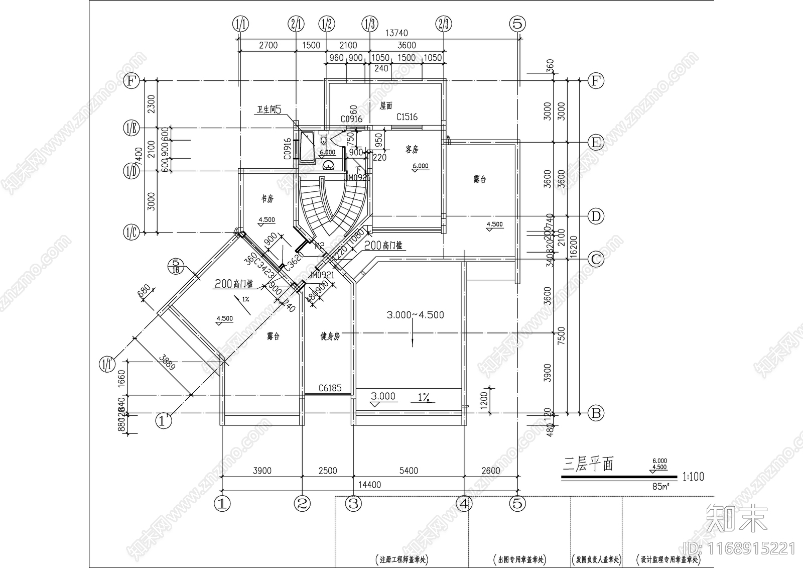 现代别墅建筑cad施工图下载【ID:1168915221】