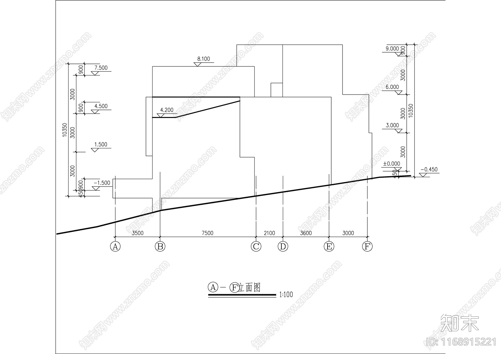 现代别墅建筑cad施工图下载【ID:1168915221】