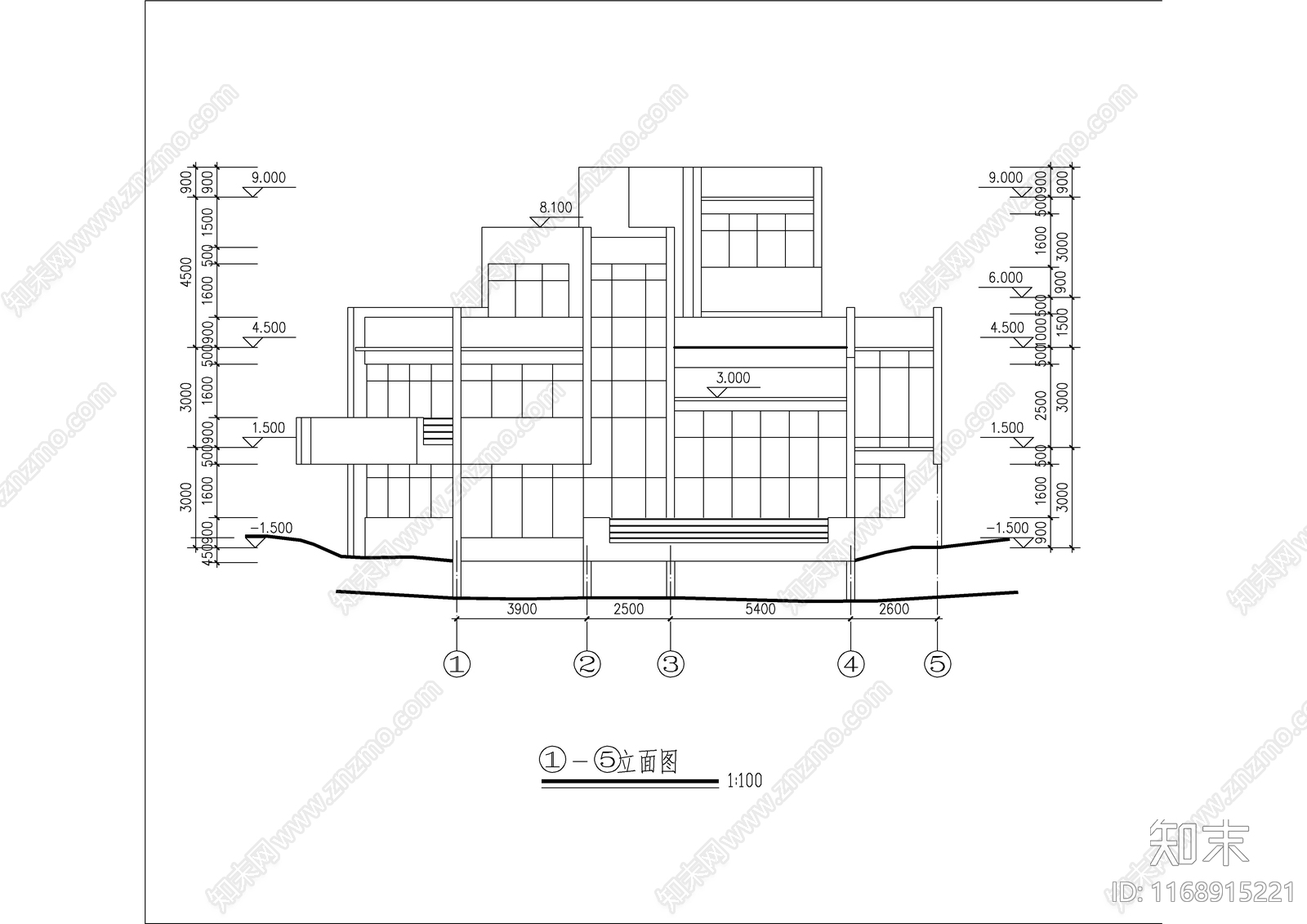 现代别墅建筑cad施工图下载【ID:1168915221】