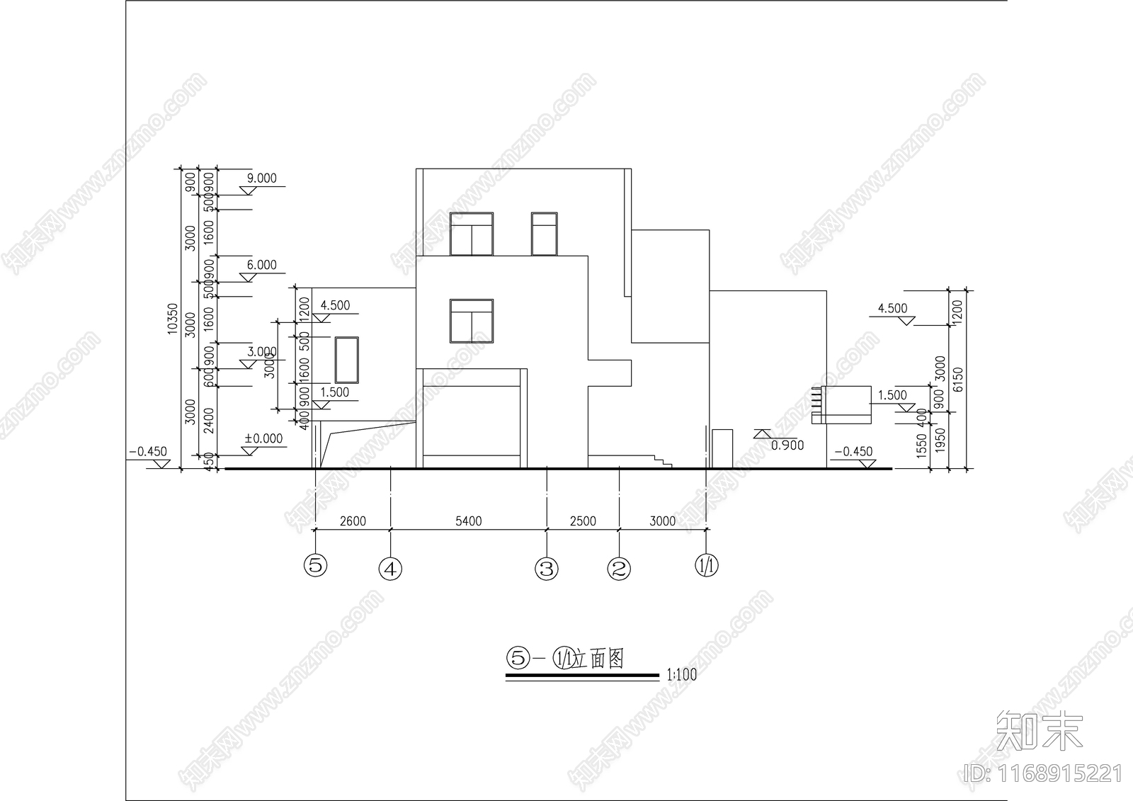 现代别墅建筑cad施工图下载【ID:1168915221】