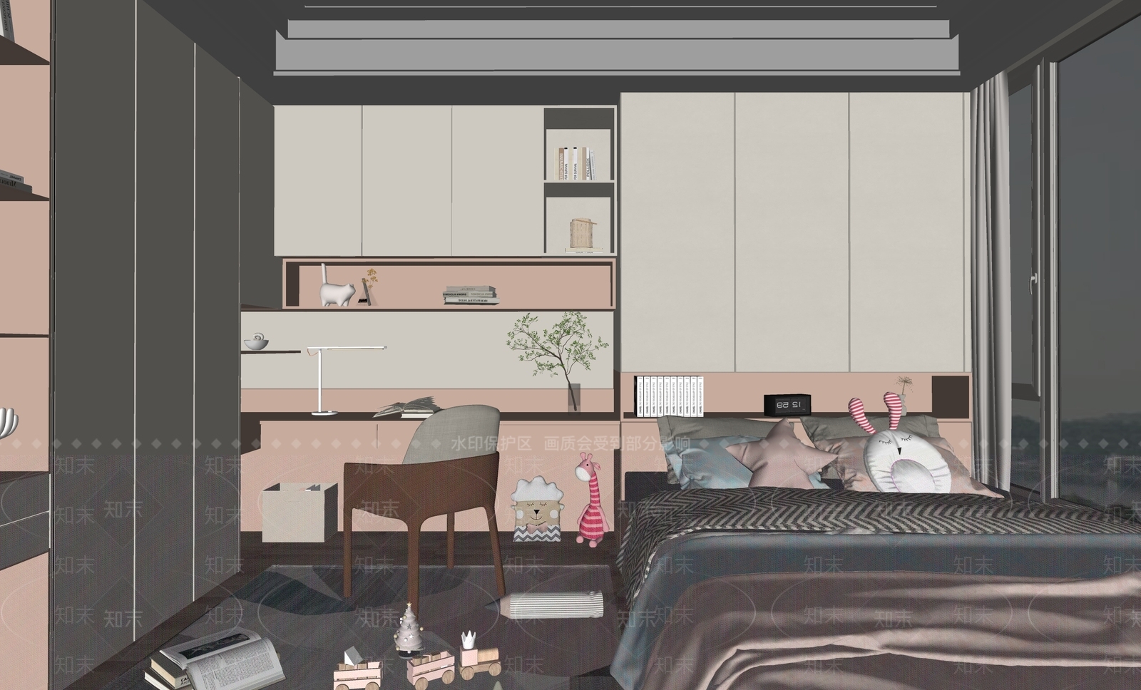 现代榻榻米卧室SU模型下载【ID:1168918966】