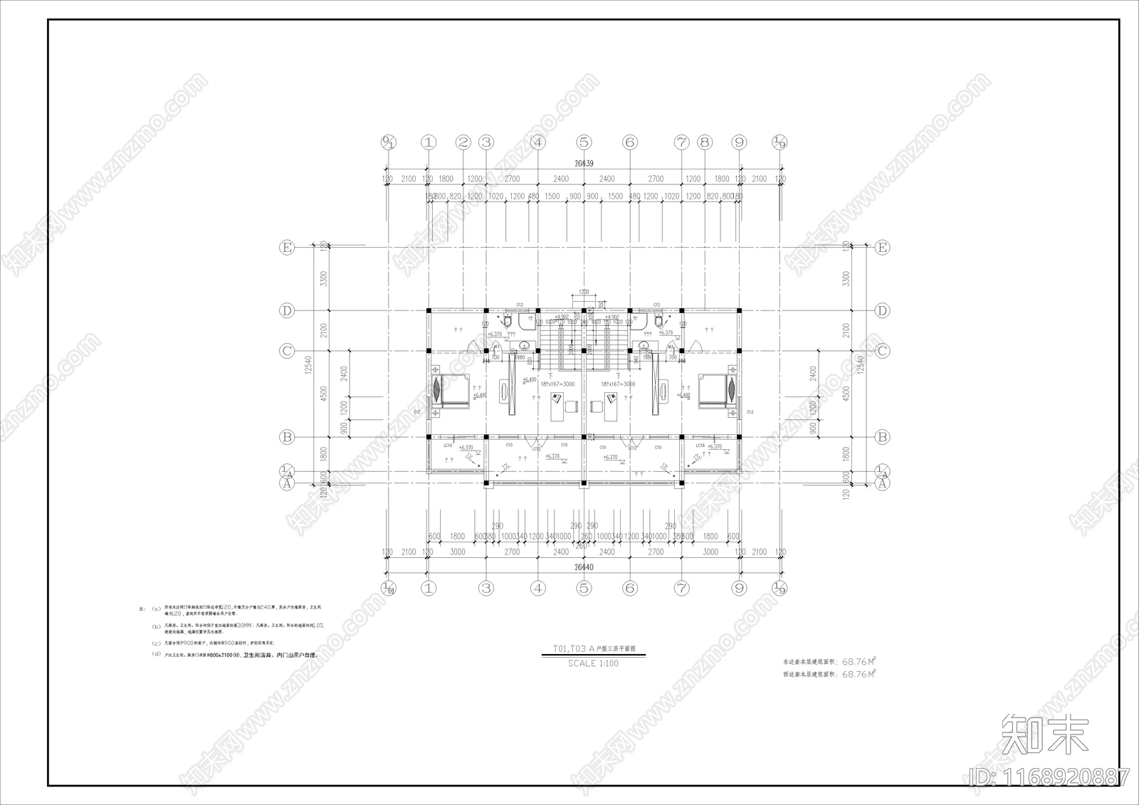 美式别墅建筑cad施工图下载【ID:1168920887】