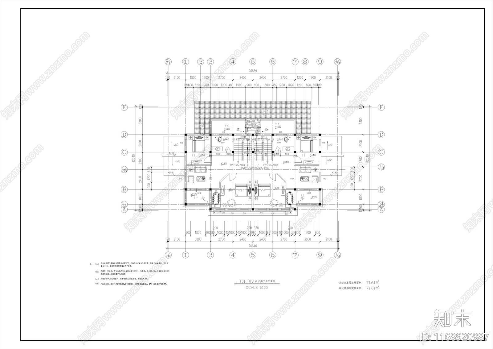 美式别墅建筑cad施工图下载【ID:1168920887】