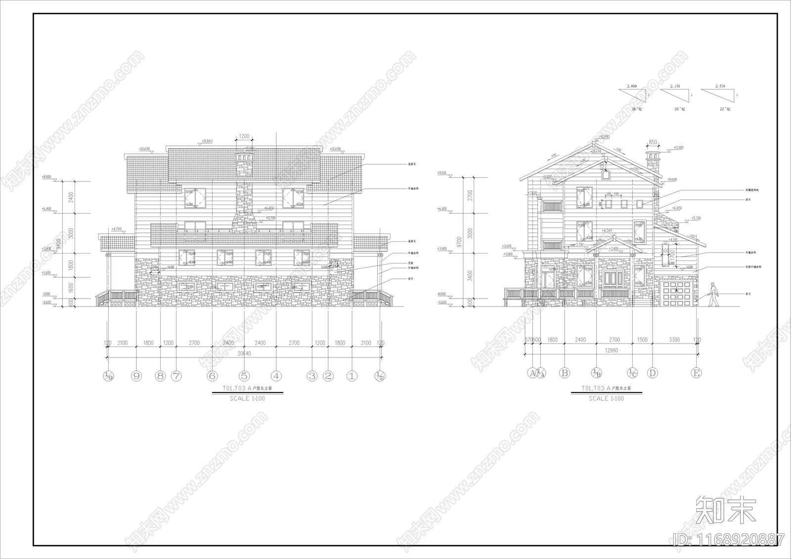 美式别墅建筑cad施工图下载【ID:1168920887】