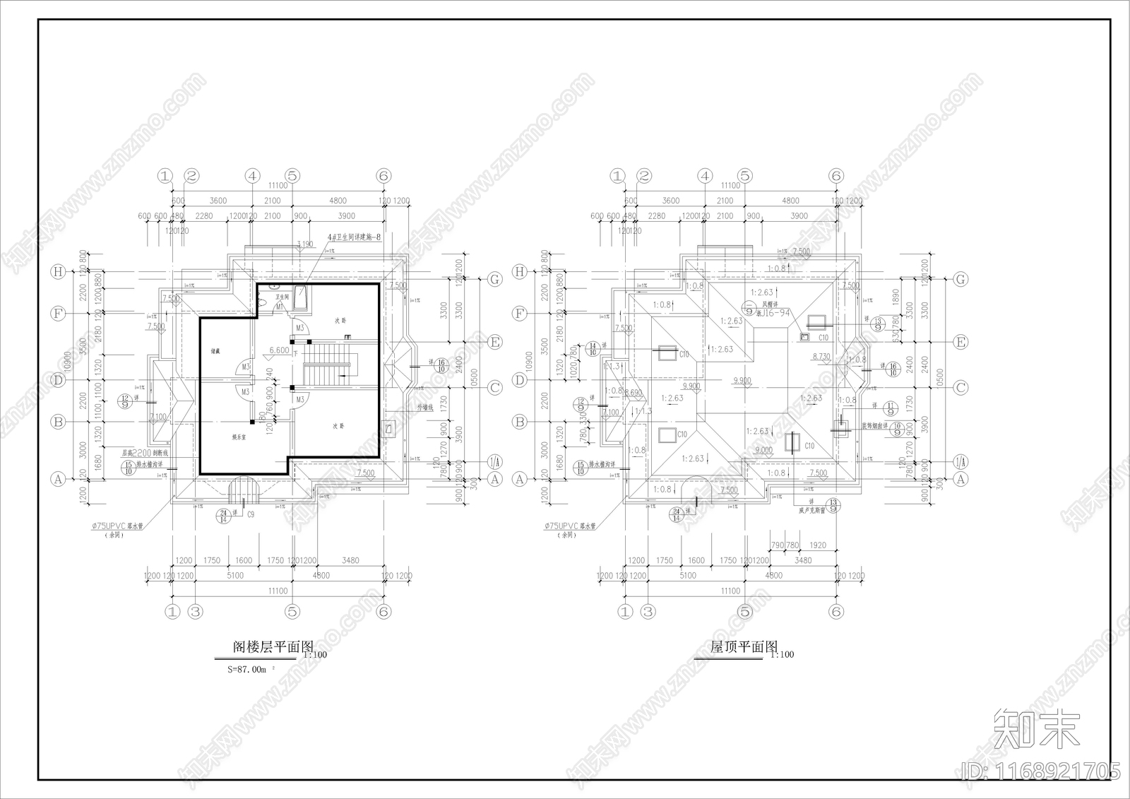 欧式别墅建筑cad施工图下载【ID:1168921705】