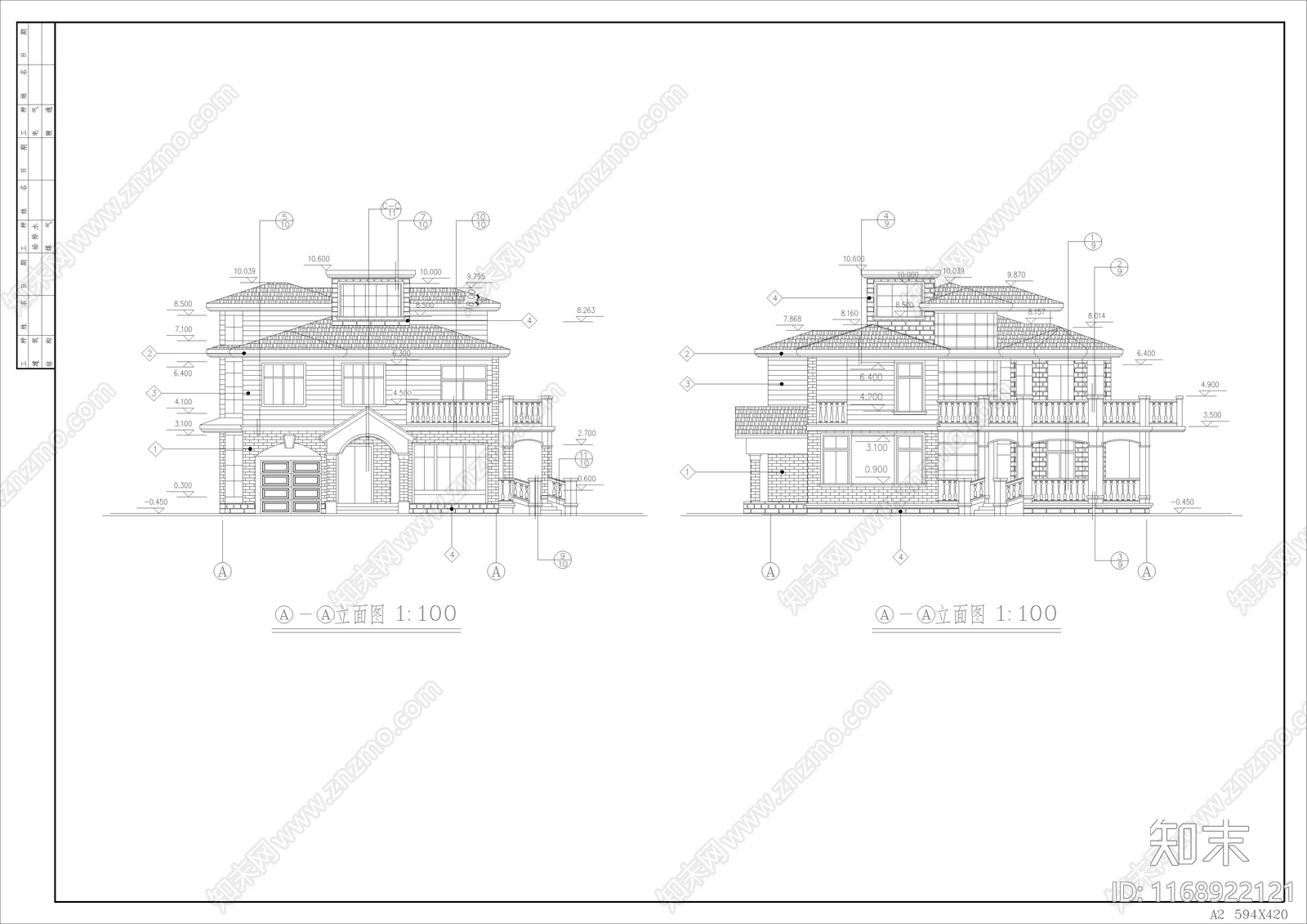 欧式别墅建筑cad施工图下载【ID:1168922121】