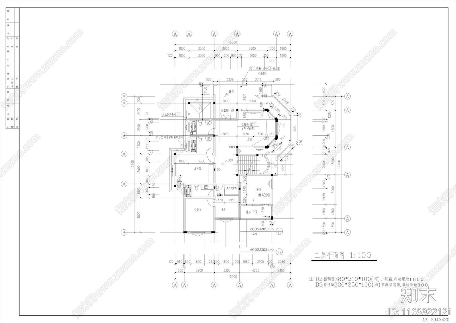 欧式别墅建筑cad施工图下载【ID:1168922121】