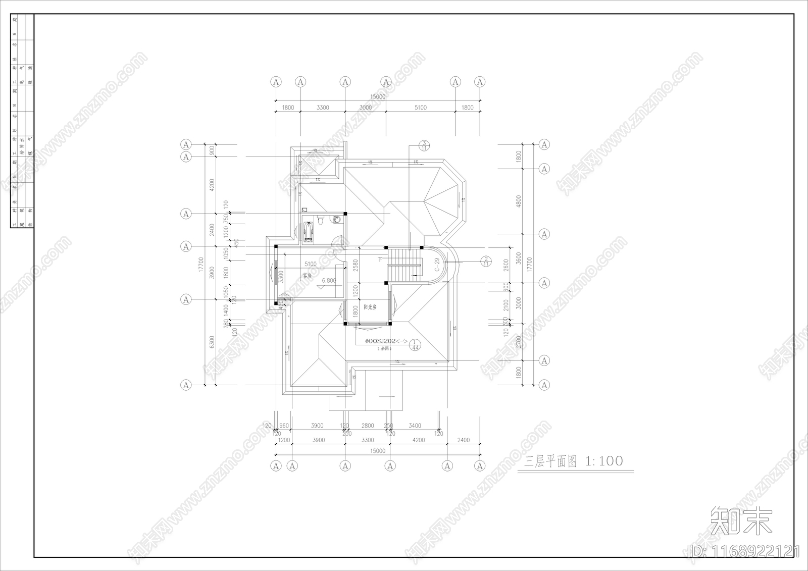 欧式别墅建筑cad施工图下载【ID:1168922121】