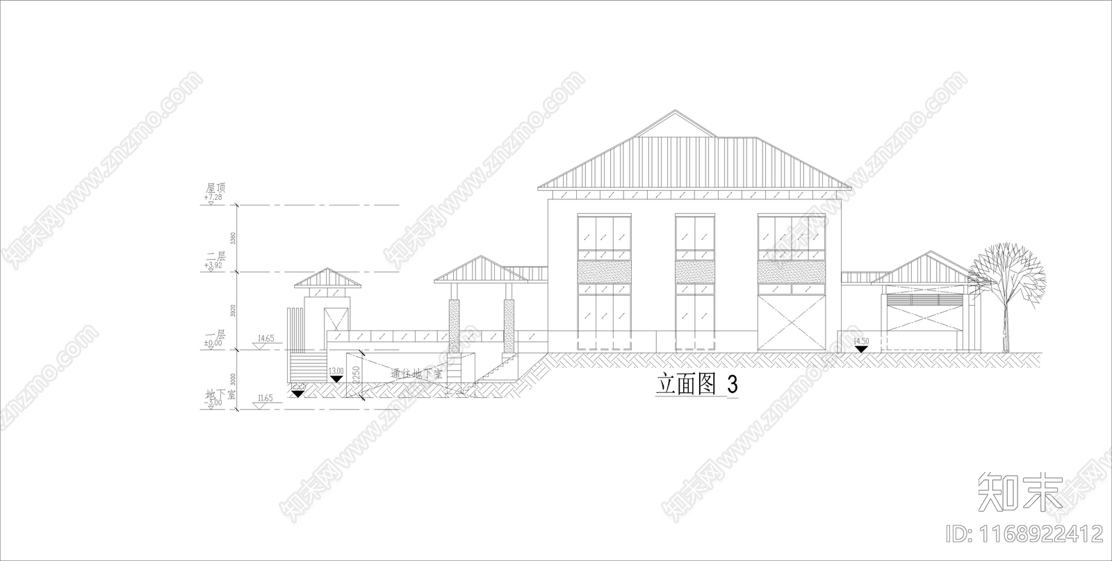 现代别墅建筑施工图下载【ID:1168922412】