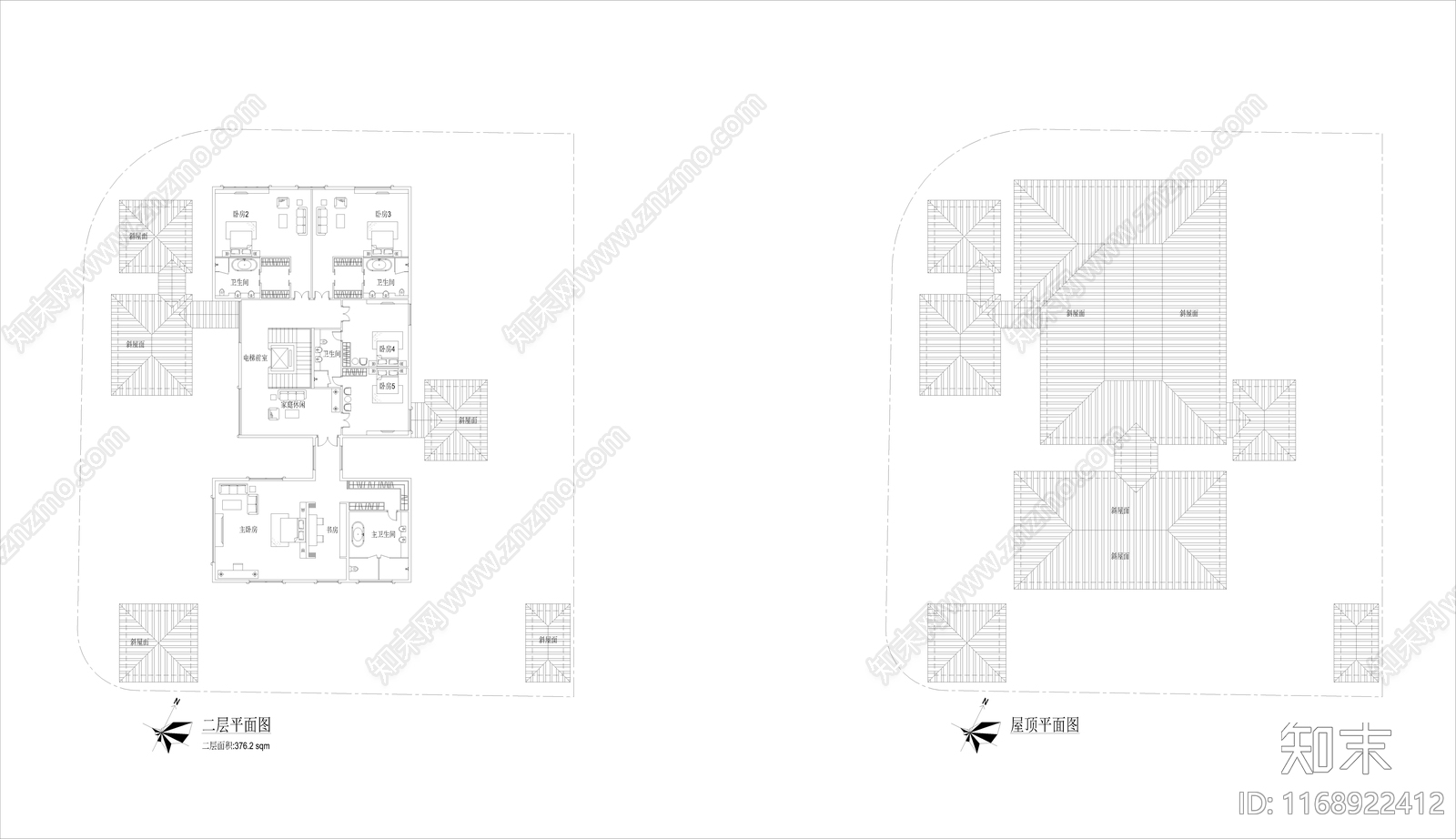 现代别墅建筑施工图下载【ID:1168922412】