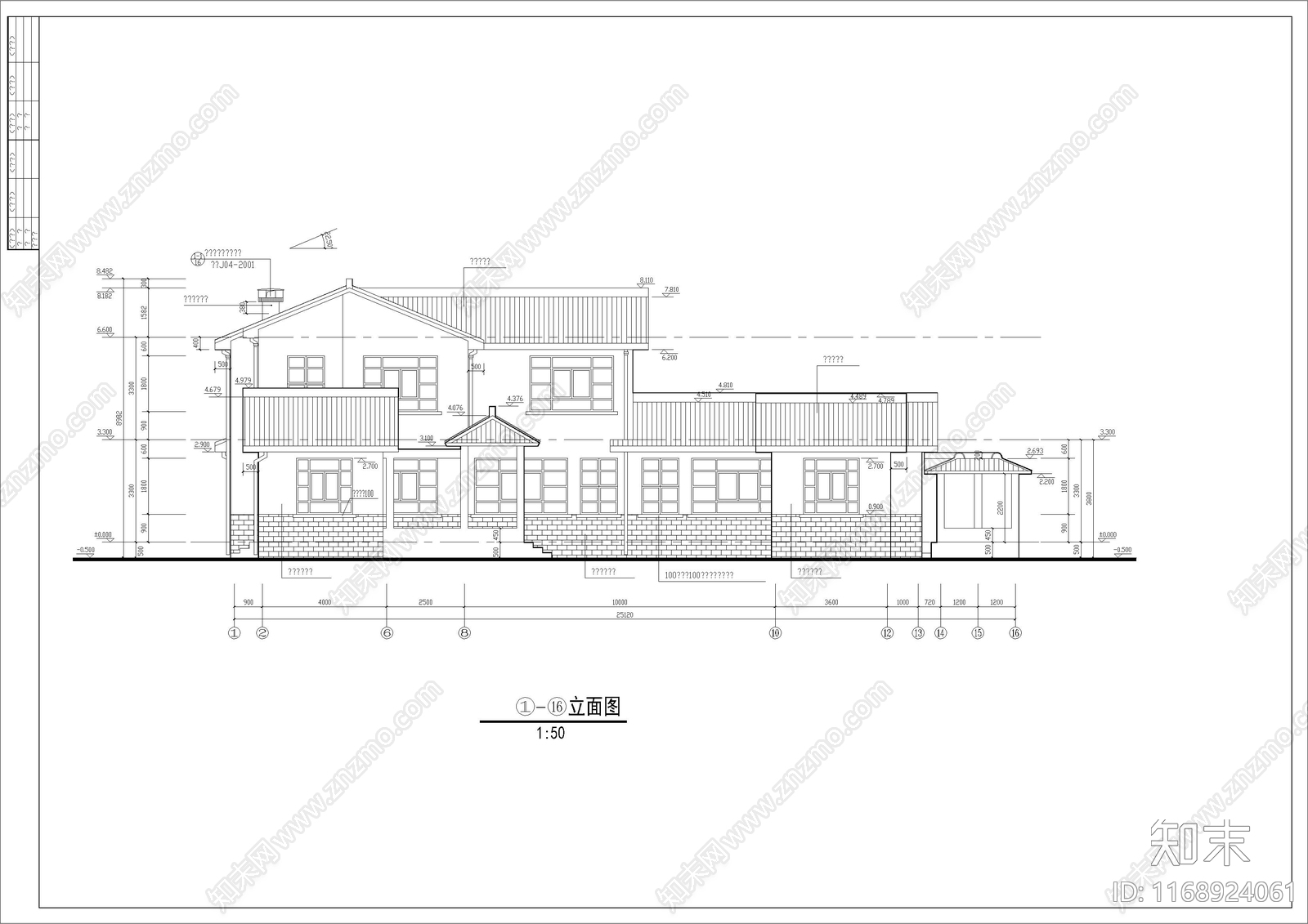 现代别墅建筑cad施工图下载【ID:1168924061】