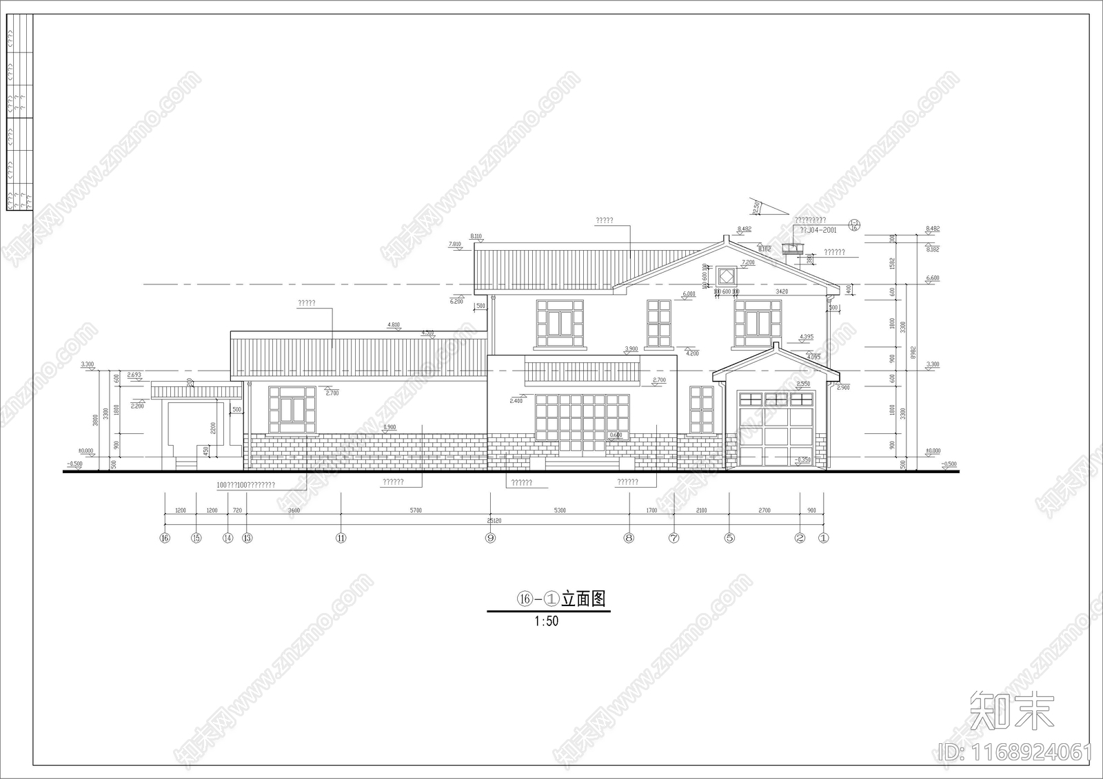 现代别墅建筑cad施工图下载【ID:1168924061】