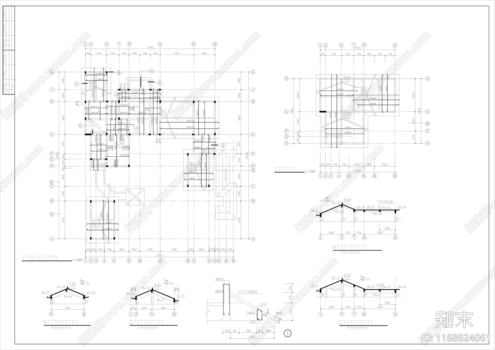 现代别墅建筑cad施工图下载【ID:1168924061】