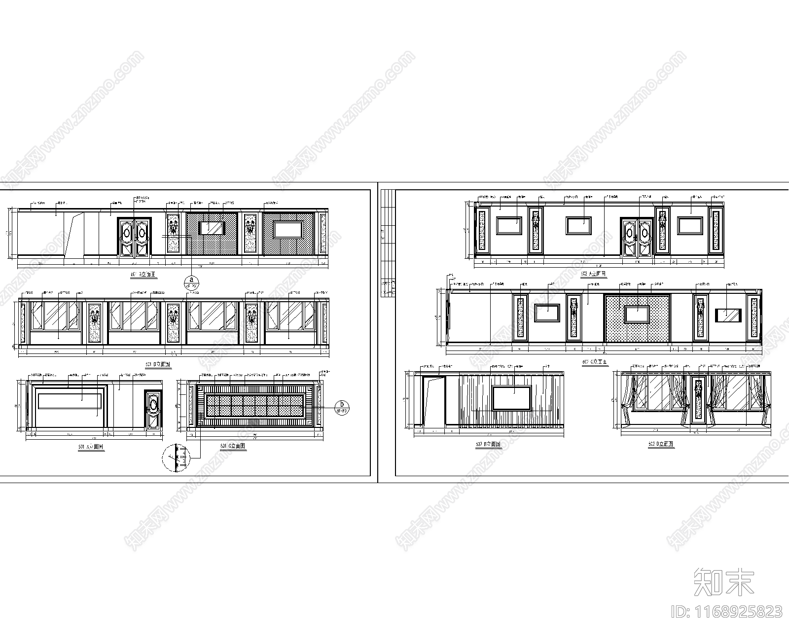 现代轻奢酒楼cad施工图下载【ID:1168925823】