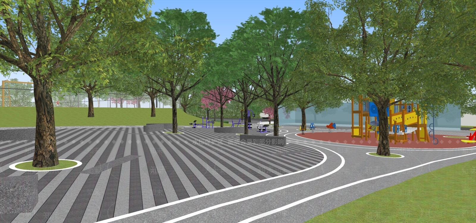 现代简约体育公园SU模型下载【ID:1168927972】
