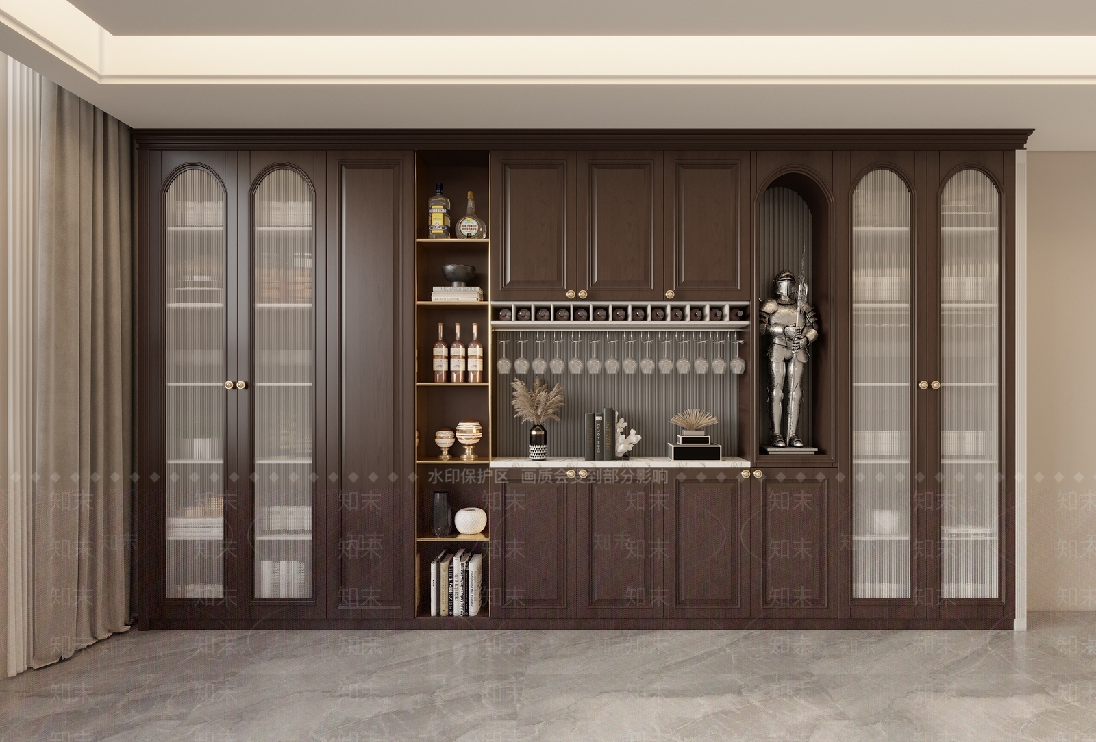 美式欧式酒柜SU模型下载【ID:1168930358】