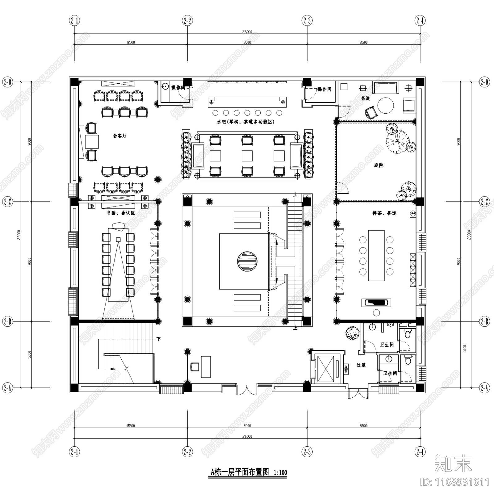 新中式中式会所cad施工图下载【ID:1168931611】