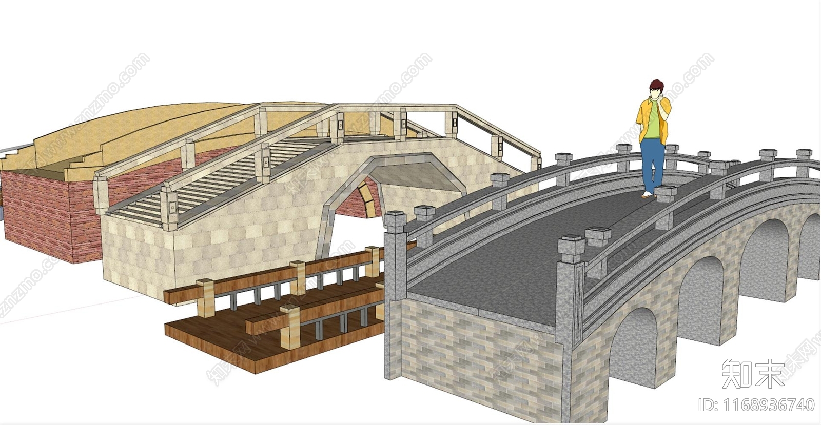 新中式大桥SU模型下载【ID:1168936740】