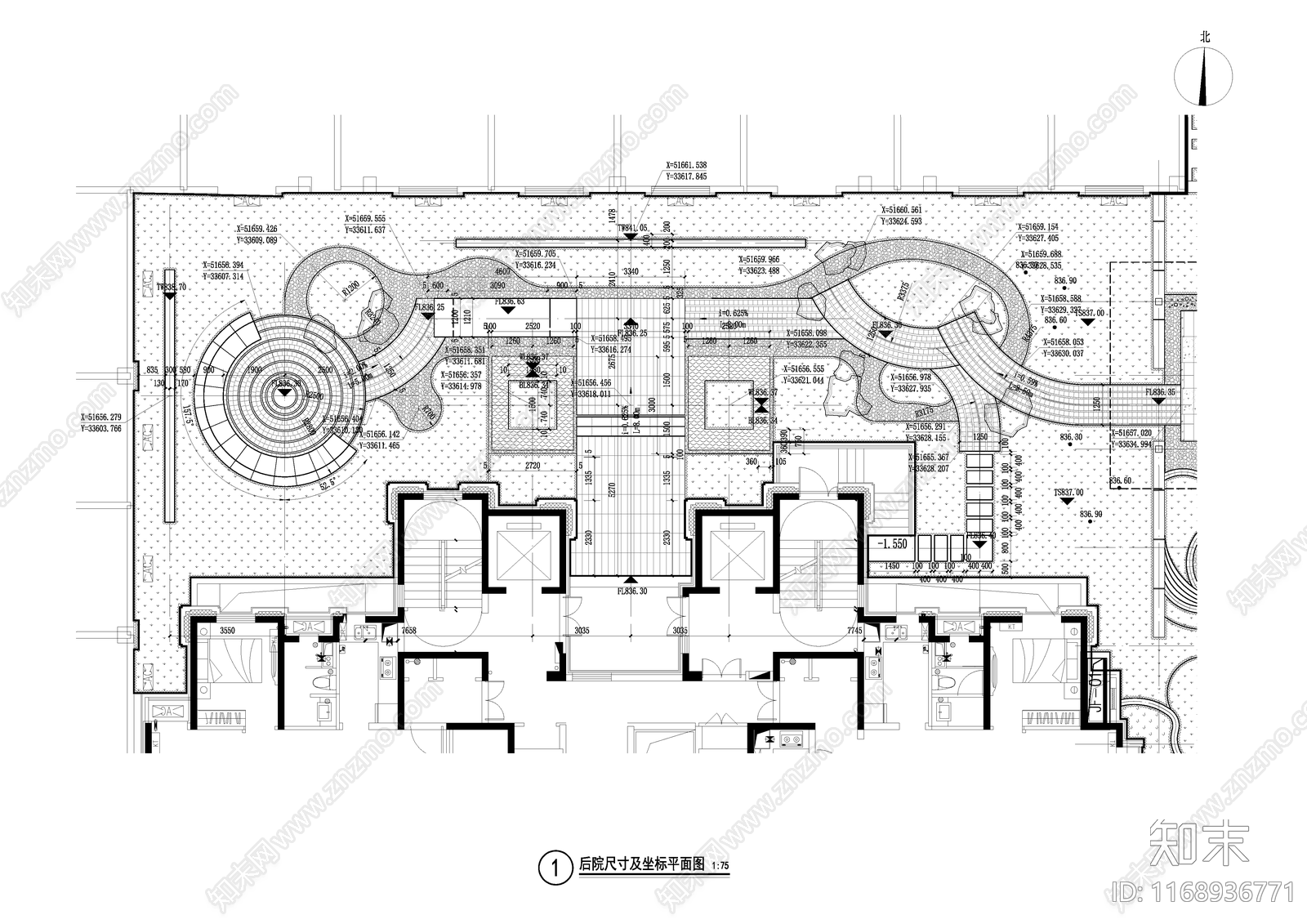 现代庭院cad施工图下载【ID:1168936771】