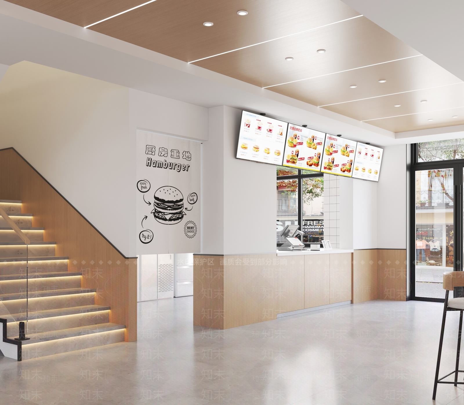 现代简约快餐店3D模型下载【ID:1168939310】