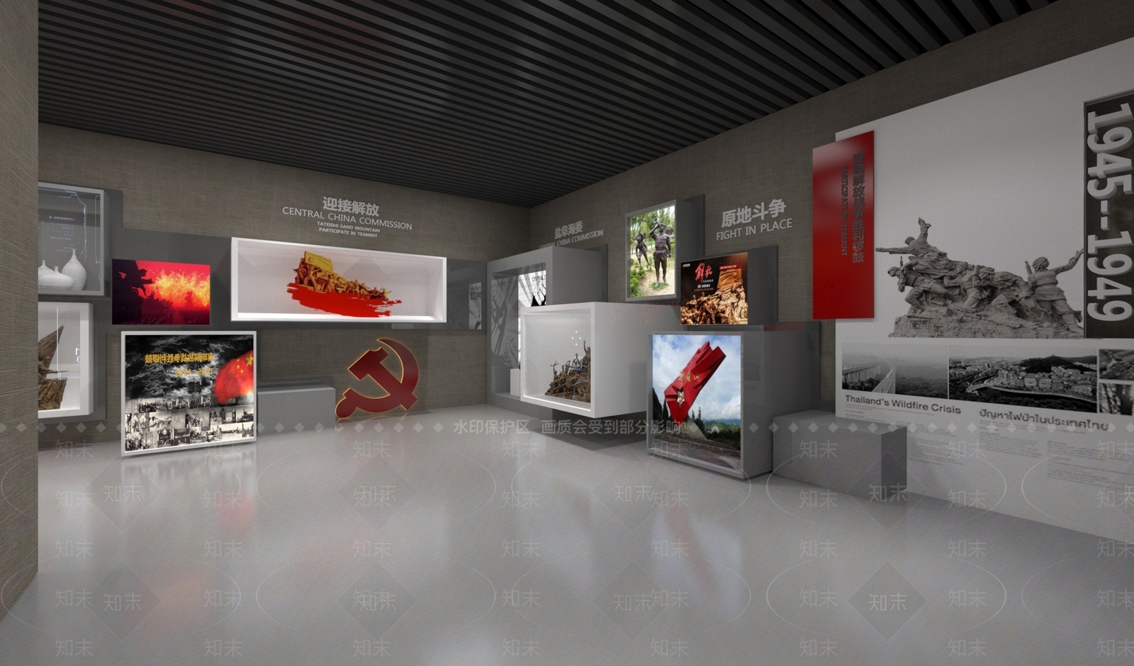 现代党建展厅SU模型下载【ID:1168939194】