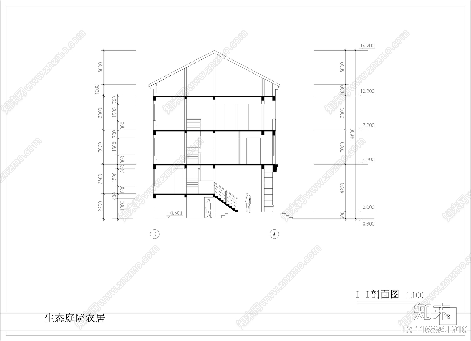 简欧别墅建筑cad施工图下载【ID:1168941910】