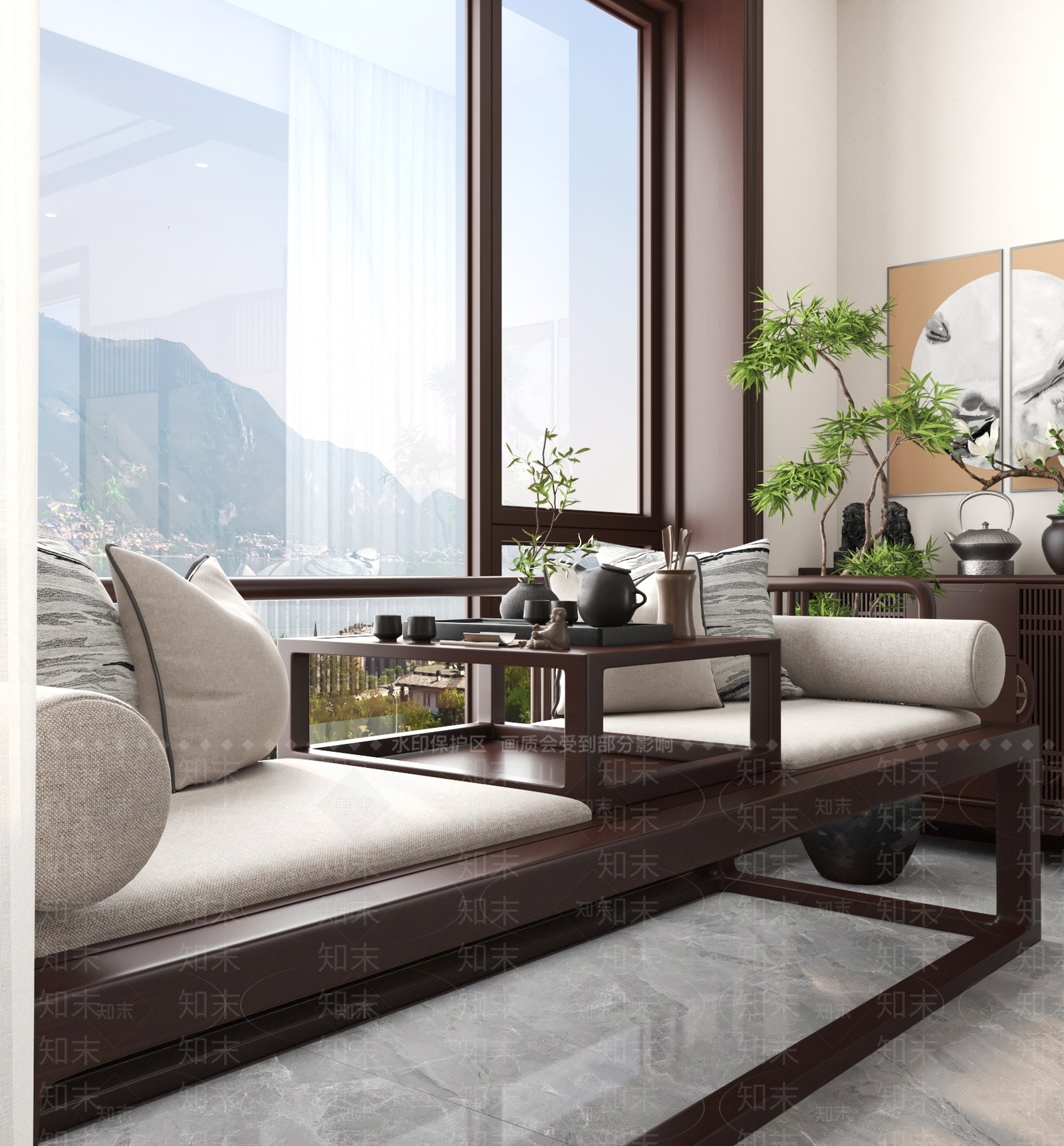 新中式阳台3D模型下载【ID:1168941473】