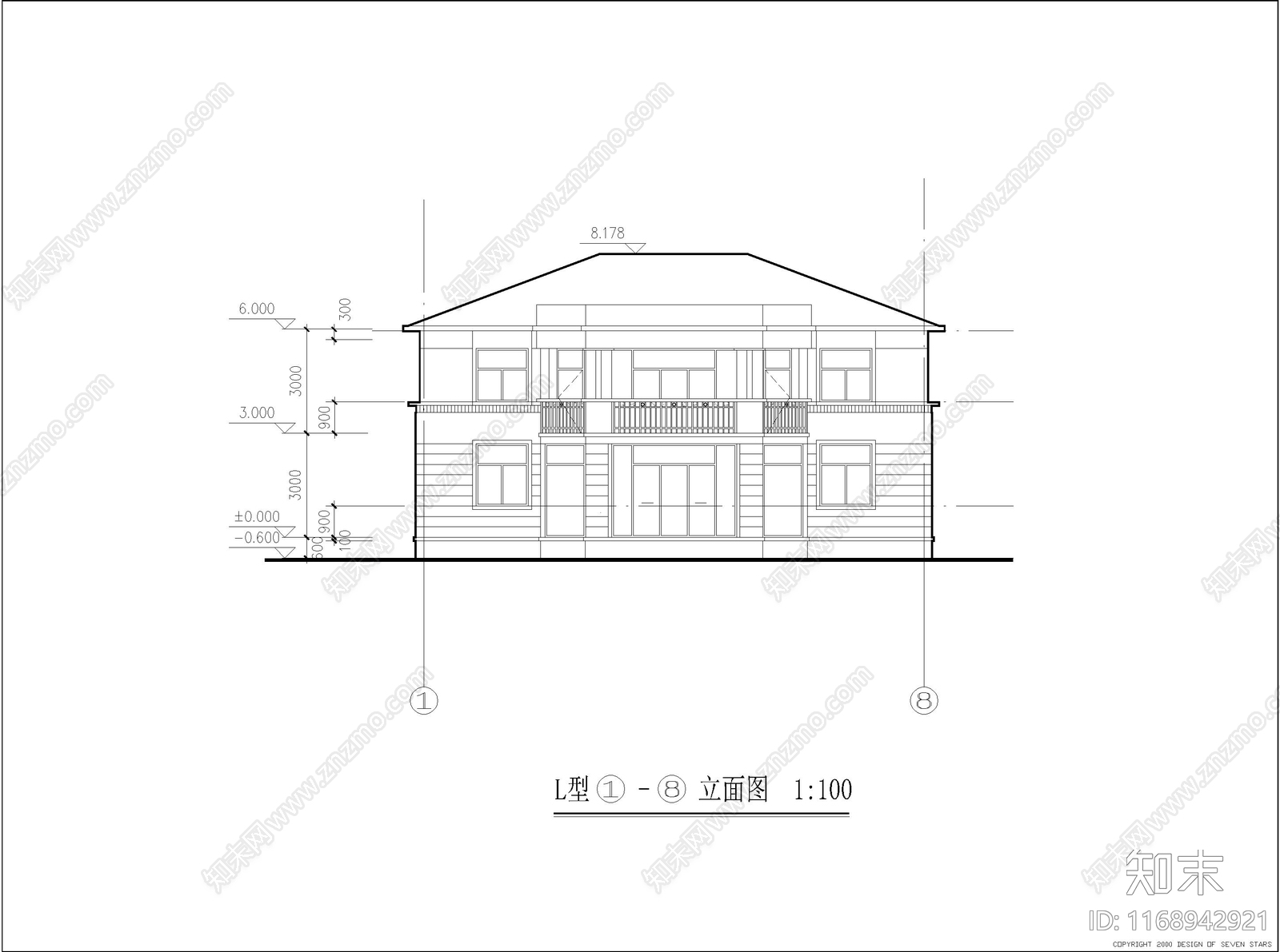 美式现代别墅建筑施工图下载【ID:1168942921】