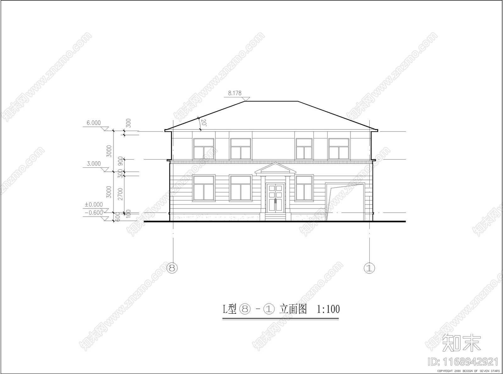 美式现代别墅建筑施工图下载【ID:1168942921】