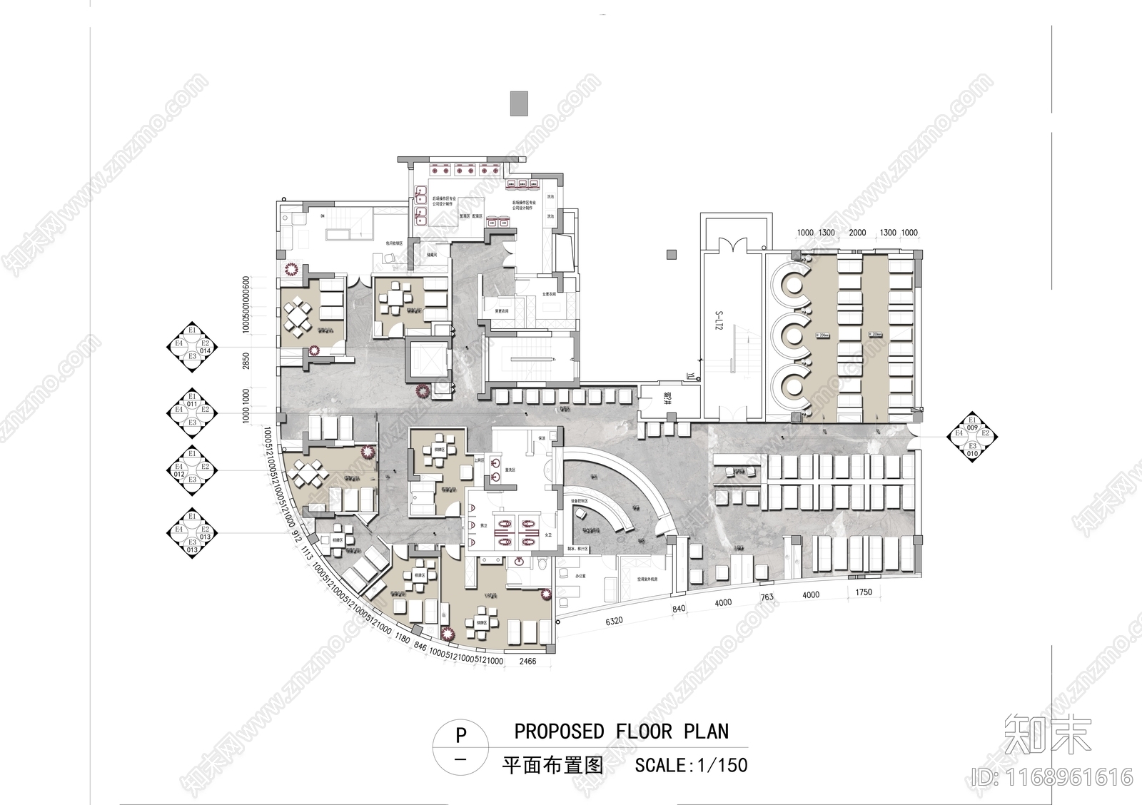 现代咖啡厅施工图下载【ID:1168961616】