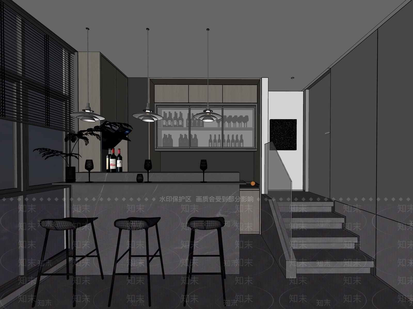 现代酒吧SU模型下载【ID:1168977725】