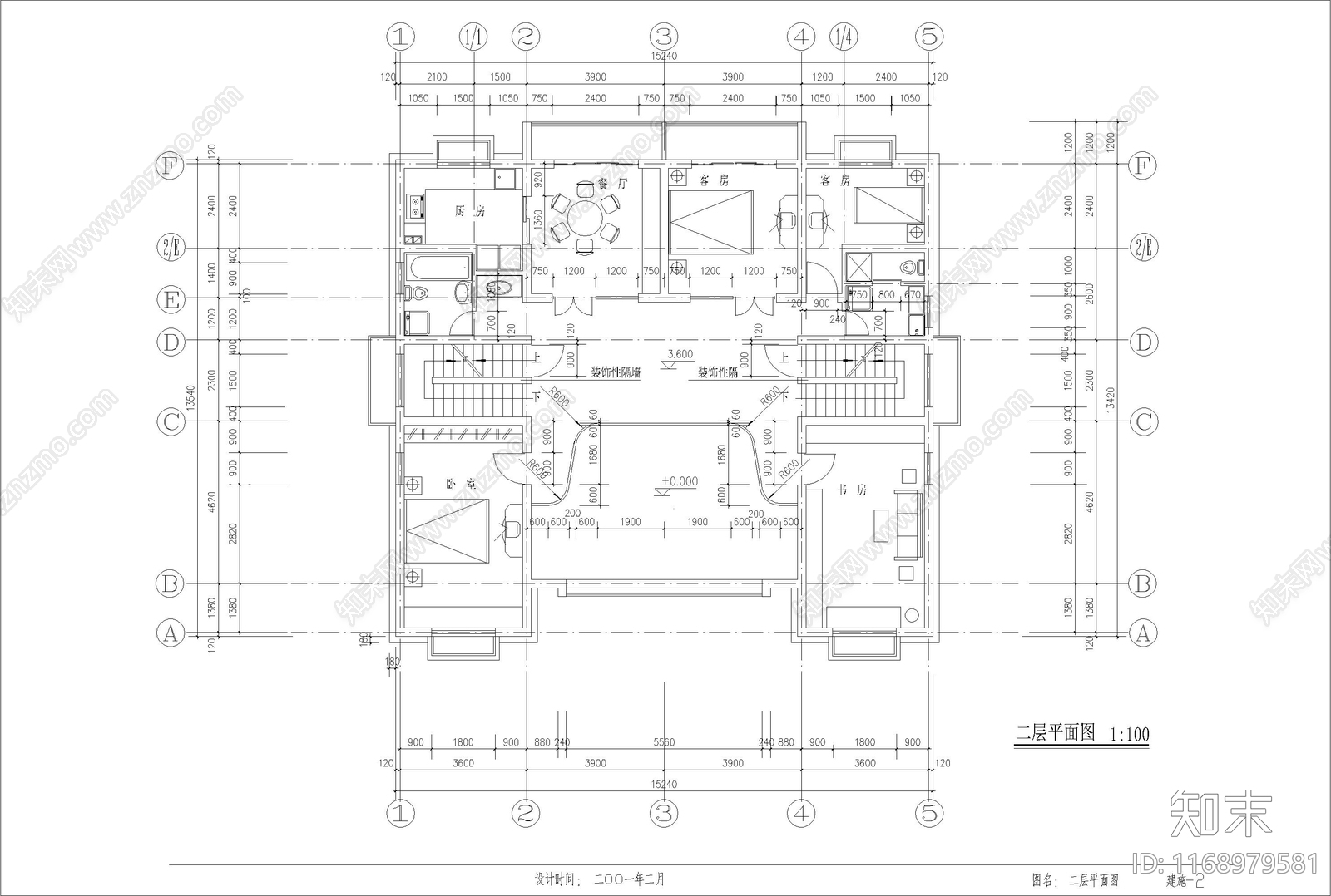 现代简欧别墅建筑cad施工图下载【ID:1168979581】