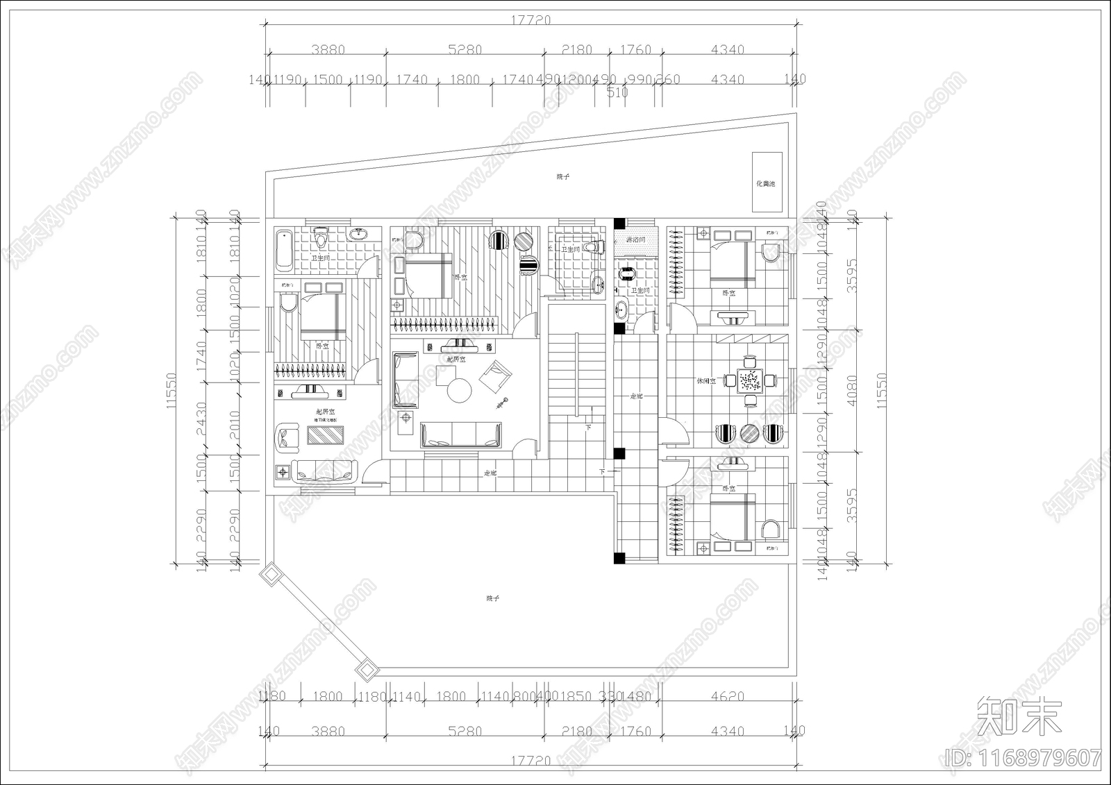 欧式简欧别墅建筑cad施工图下载【ID:1168979607】