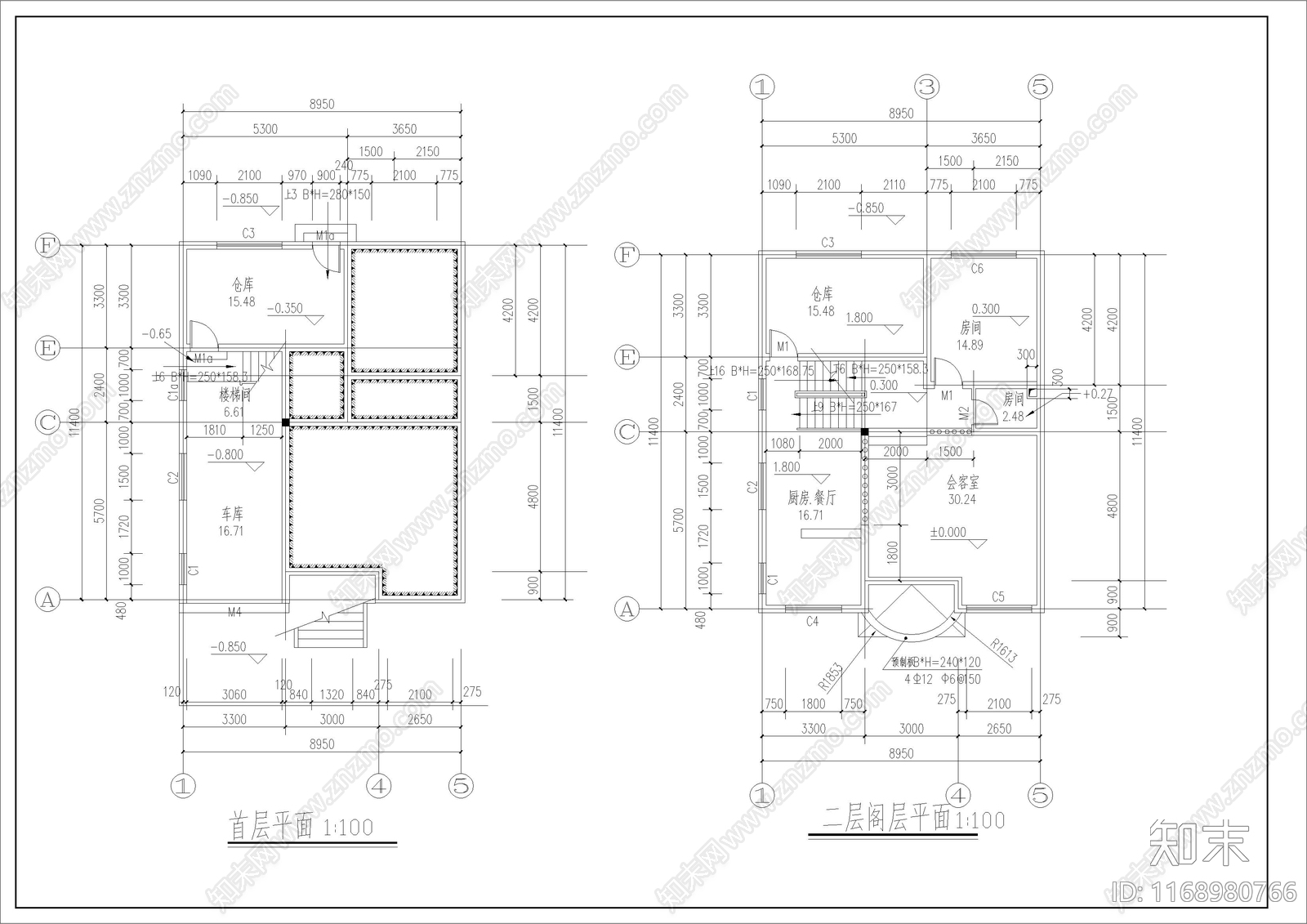 欧式别墅建筑cad施工图下载【ID:1168980766】