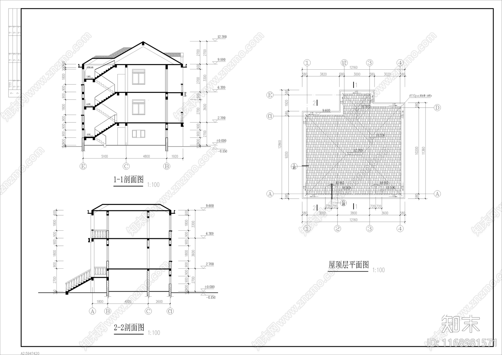 欧式别墅建筑cad施工图下载【ID:1168981571】