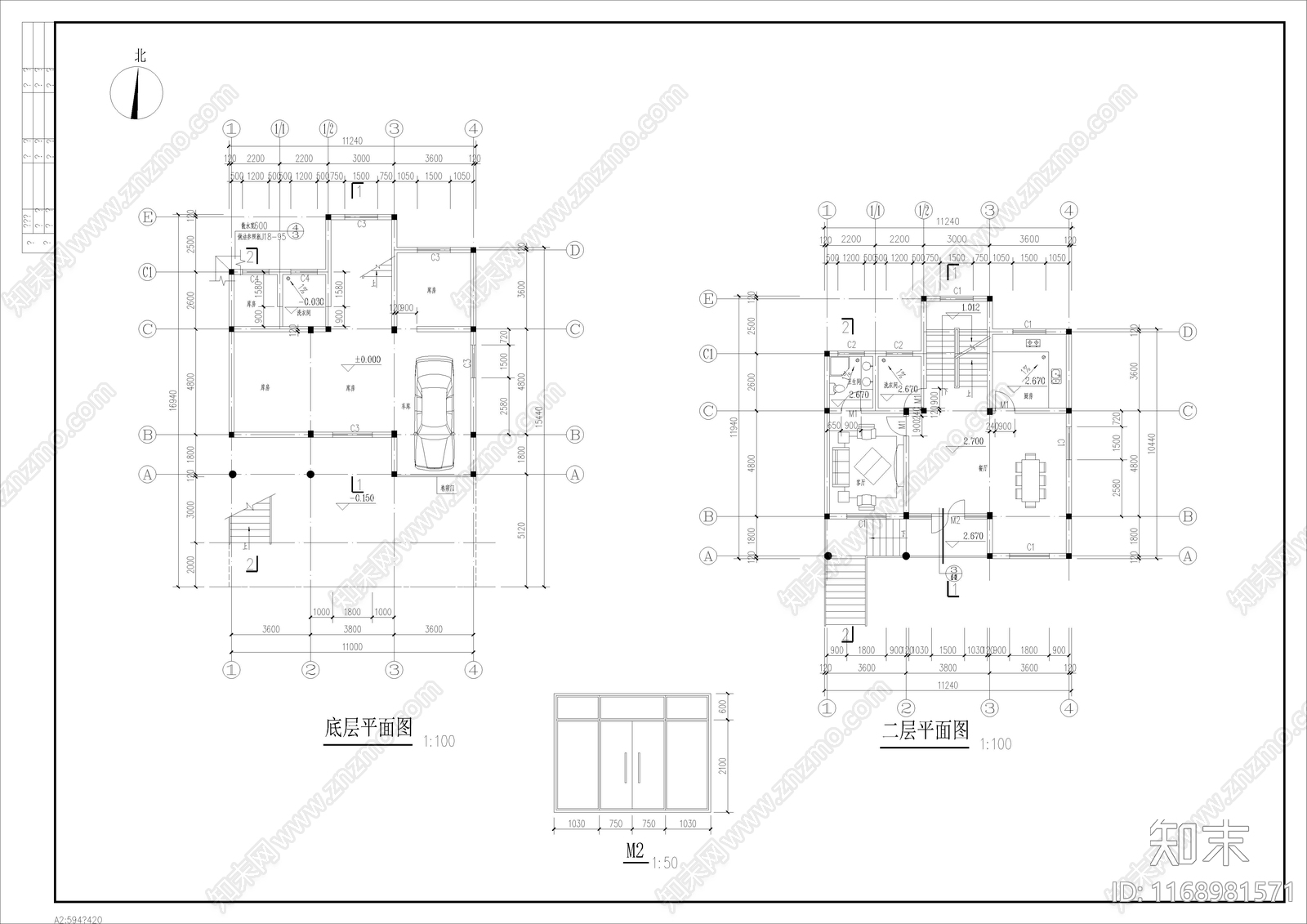 欧式别墅建筑cad施工图下载【ID:1168981571】