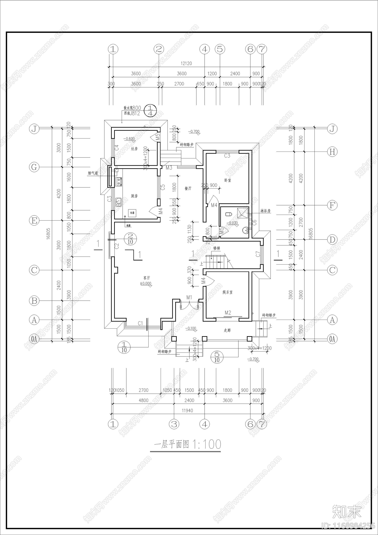 现代别墅建筑cad施工图下载【ID:1168984256】