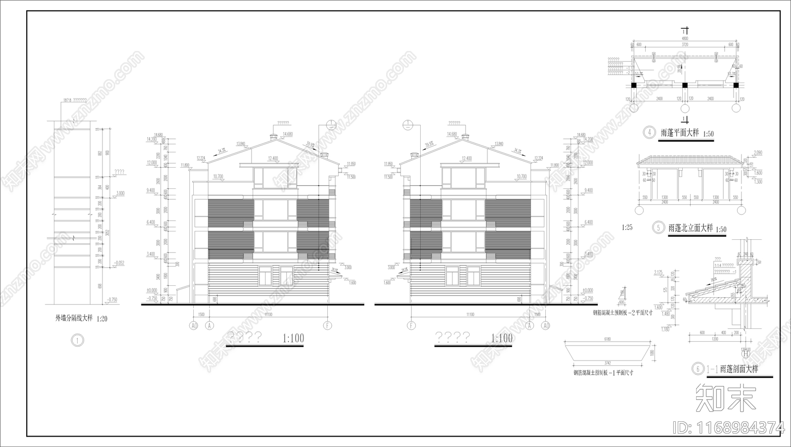 现代住宅楼建筑cad施工图下载【ID:1168984374】