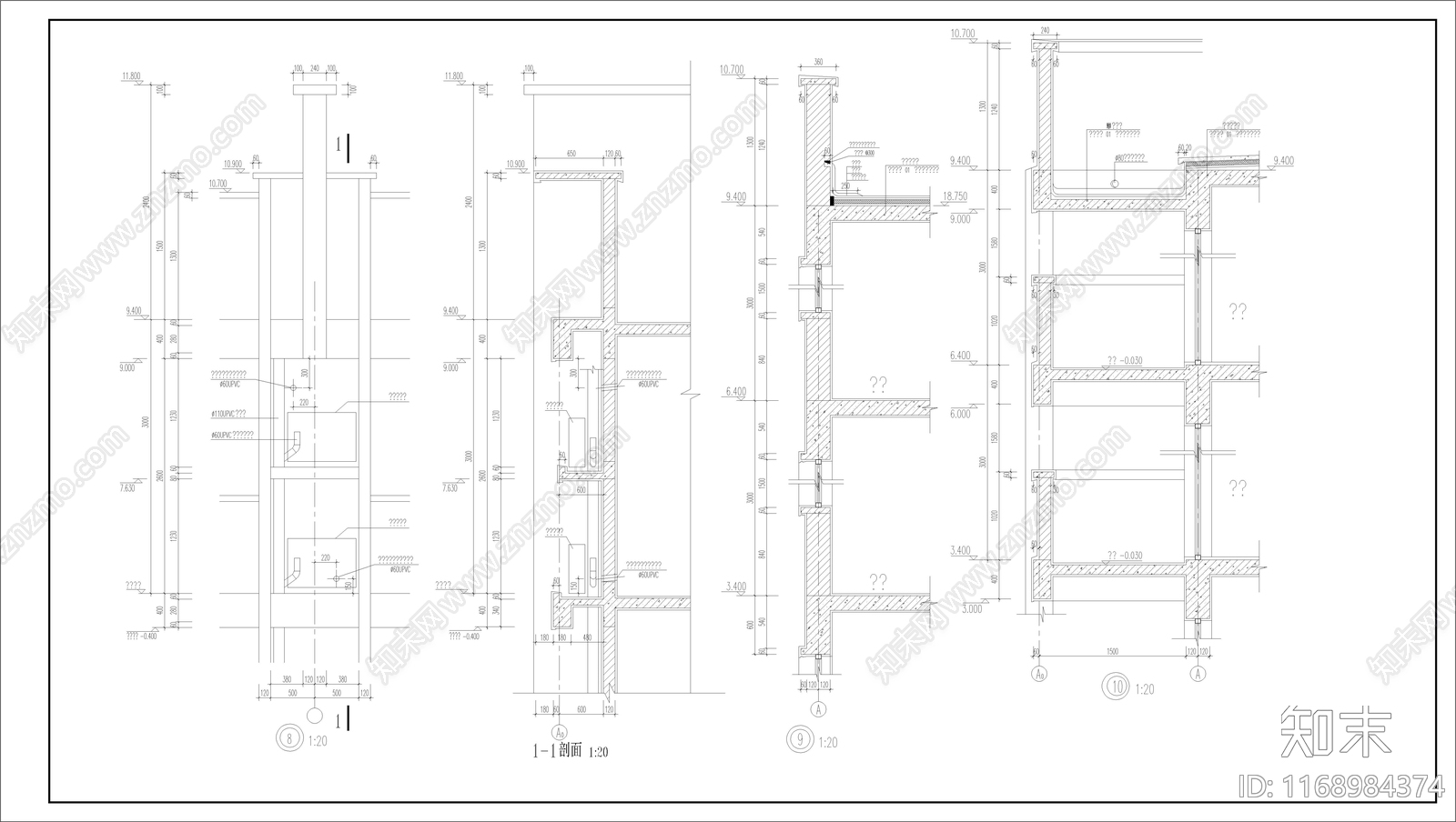 现代住宅楼建筑cad施工图下载【ID:1168984374】