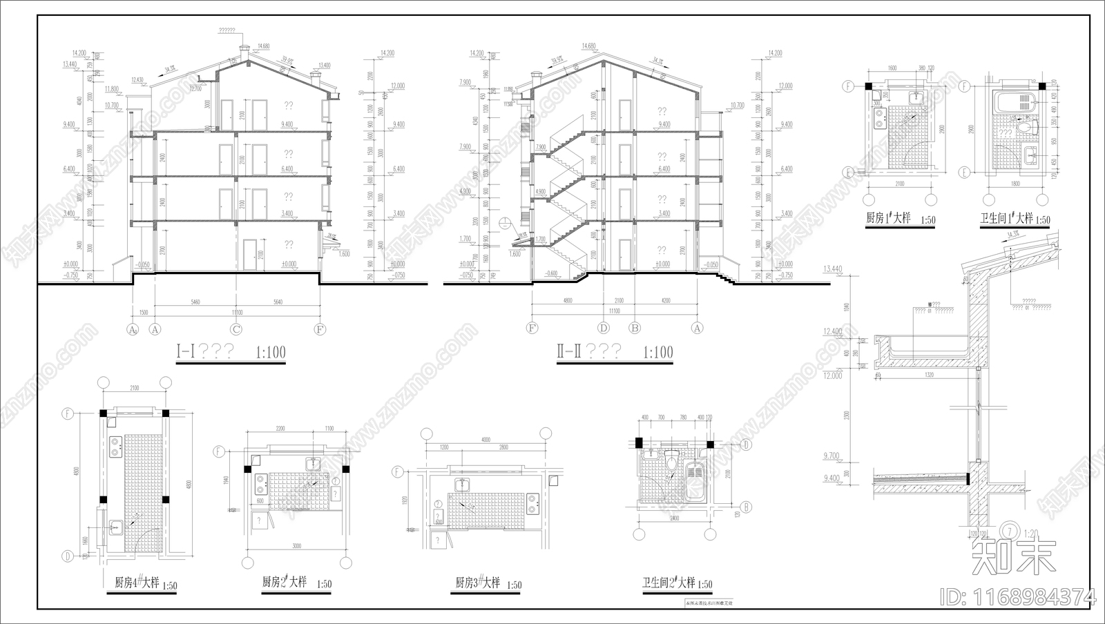 现代住宅楼建筑cad施工图下载【ID:1168984374】