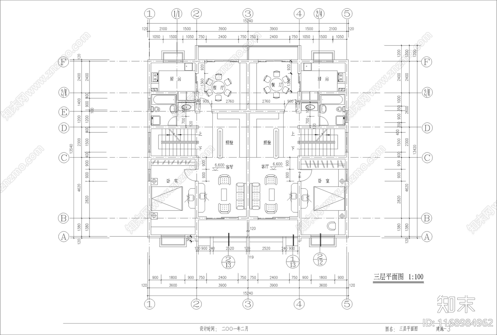 简欧别墅建筑cad施工图下载【ID:1168984962】