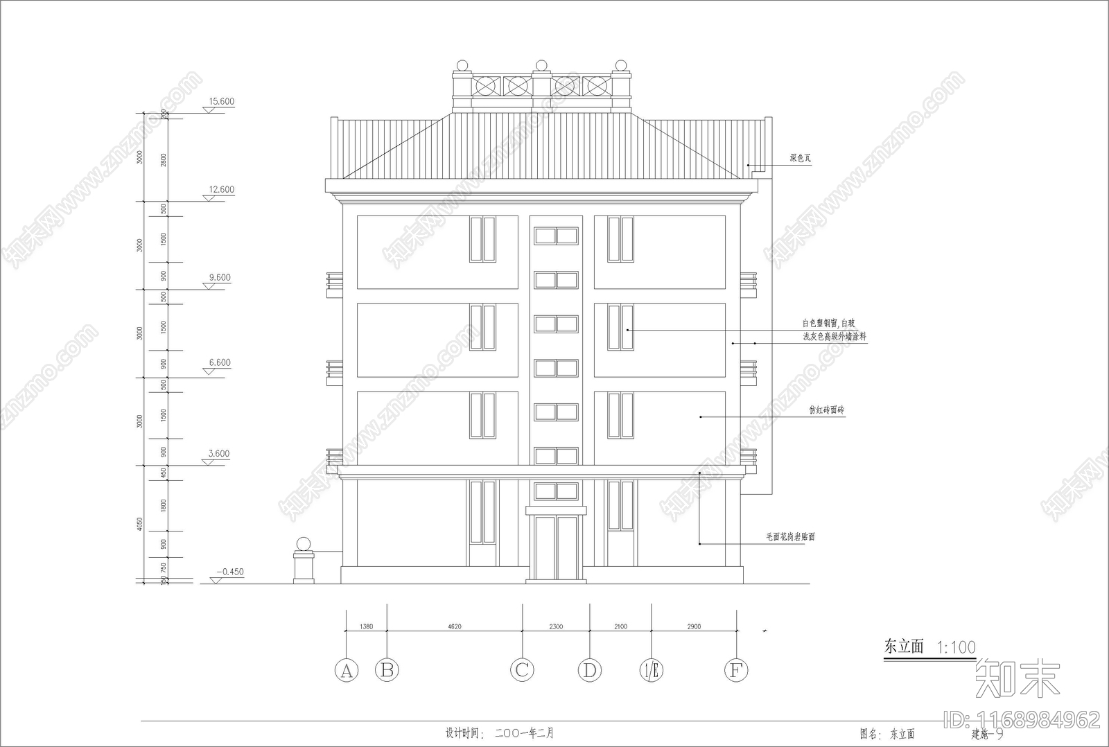 简欧别墅建筑cad施工图下载【ID:1168984962】