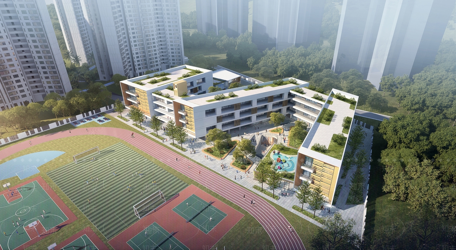 现代学校外观3D模型下载【ID:1168986708】