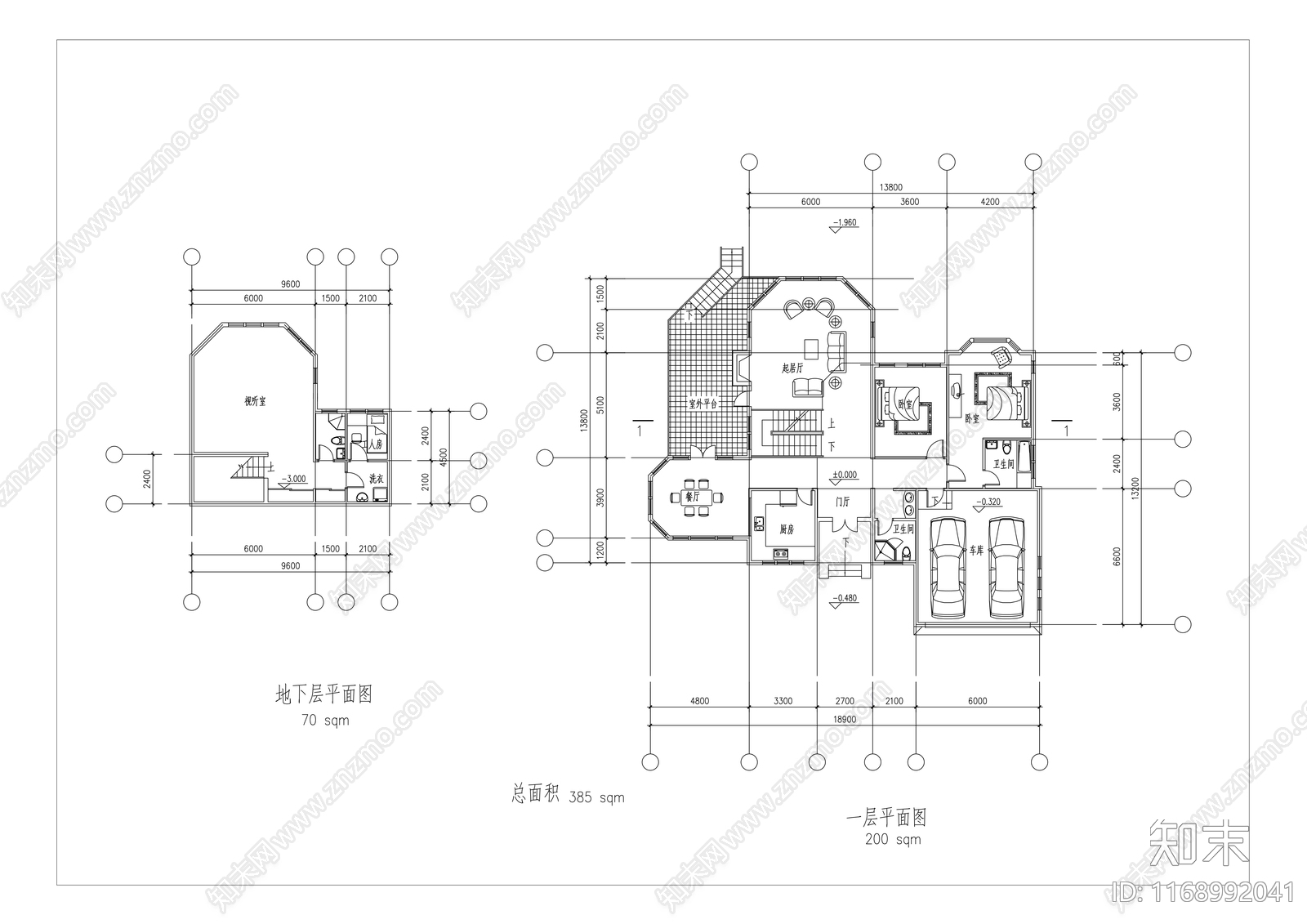 美式别墅建筑cad施工图下载【ID:1168992041】