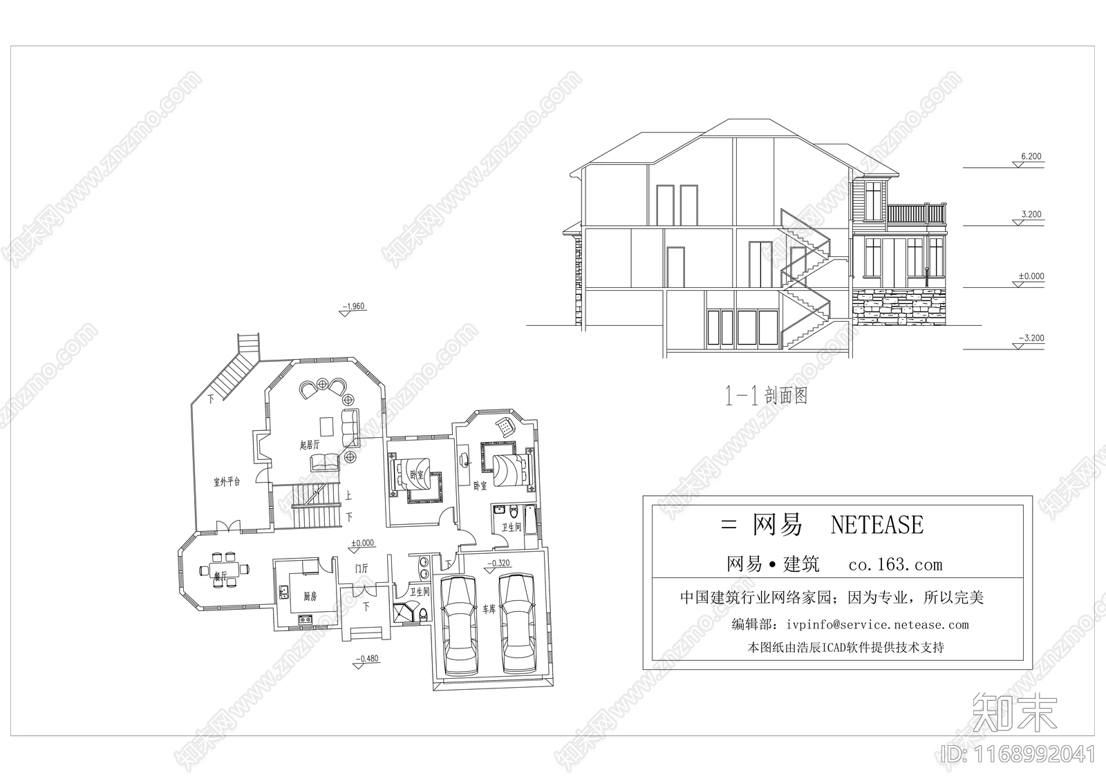 美式别墅建筑cad施工图下载【ID:1168992041】