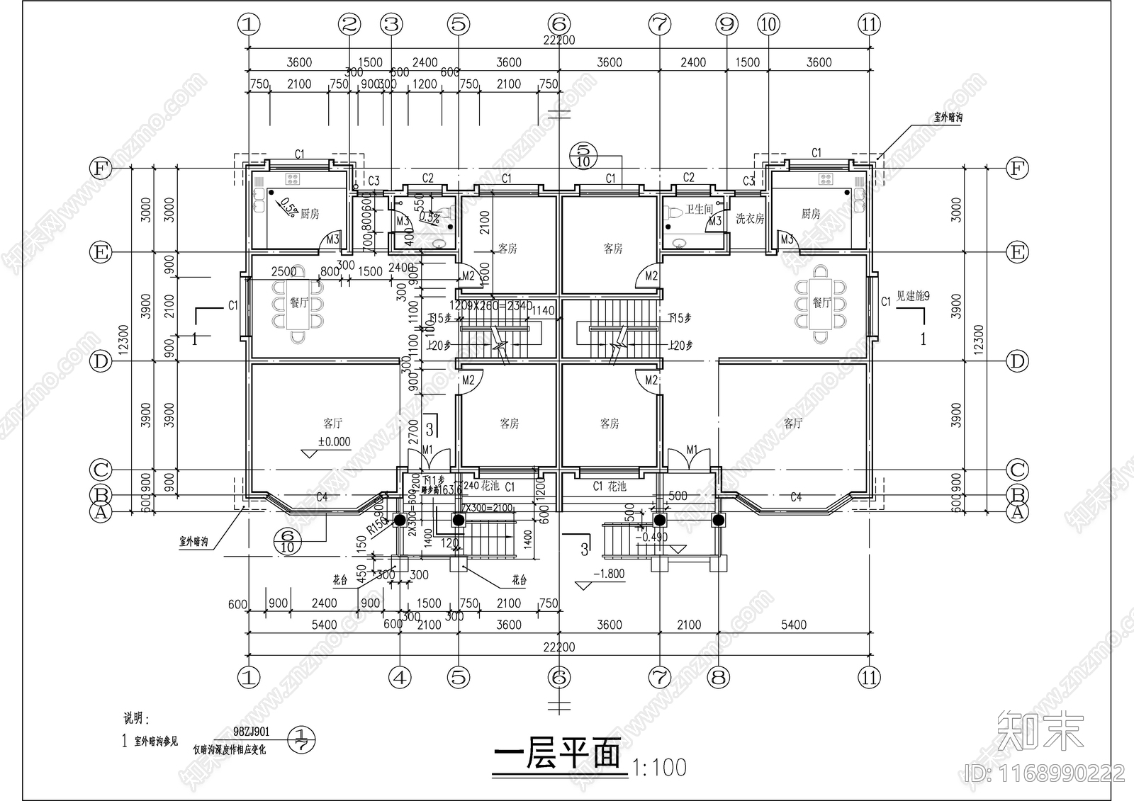 现代别墅建筑cad施工图下载【ID:1168990222】