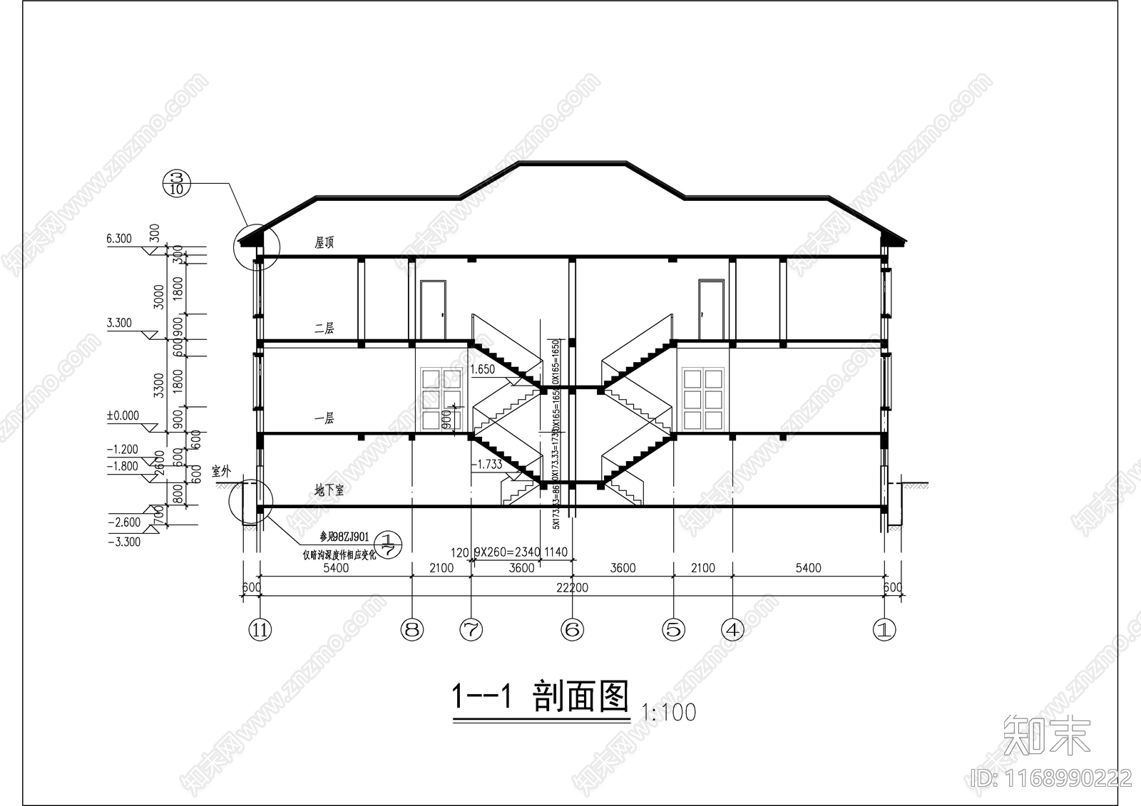 现代别墅建筑cad施工图下载【ID:1168990222】