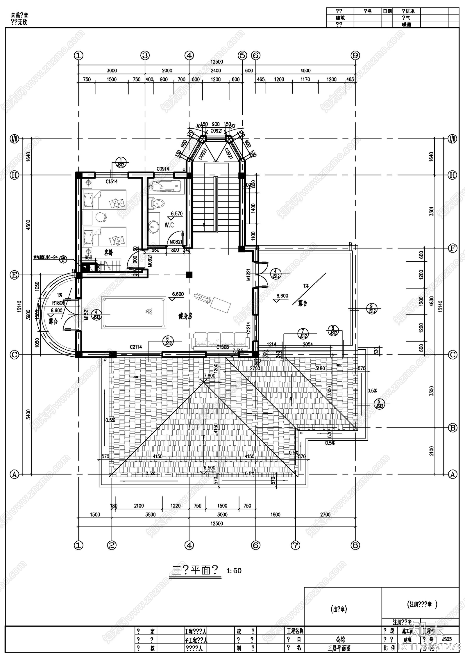 现代别墅建筑cad施工图下载【ID:1168991275】